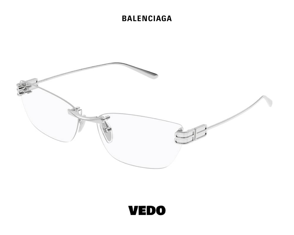 Balenciaga BB 0490 Rimless Cat-Eye Eyeglasses vedosunglasses.com silver