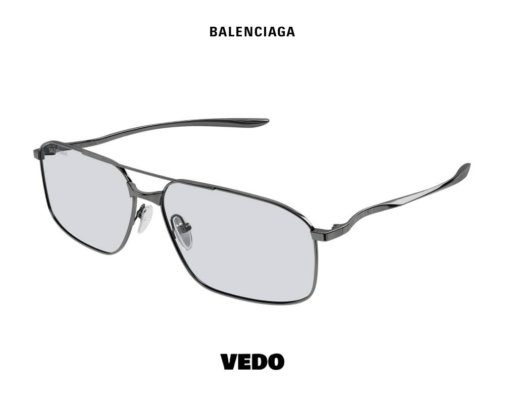 Balenciaga BB0492S Metal Double Bridge Aviator Sunglasses gunmetal grey lenses