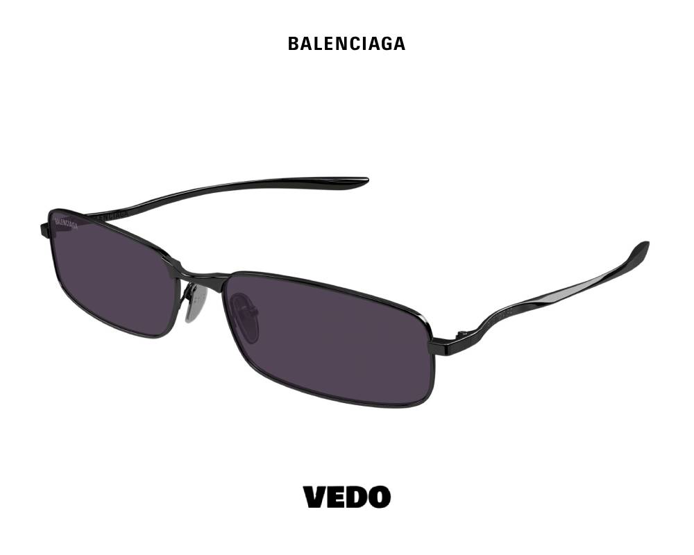 Balenciaga BB 0493S New Rectangular Metal vedoSunglasses black