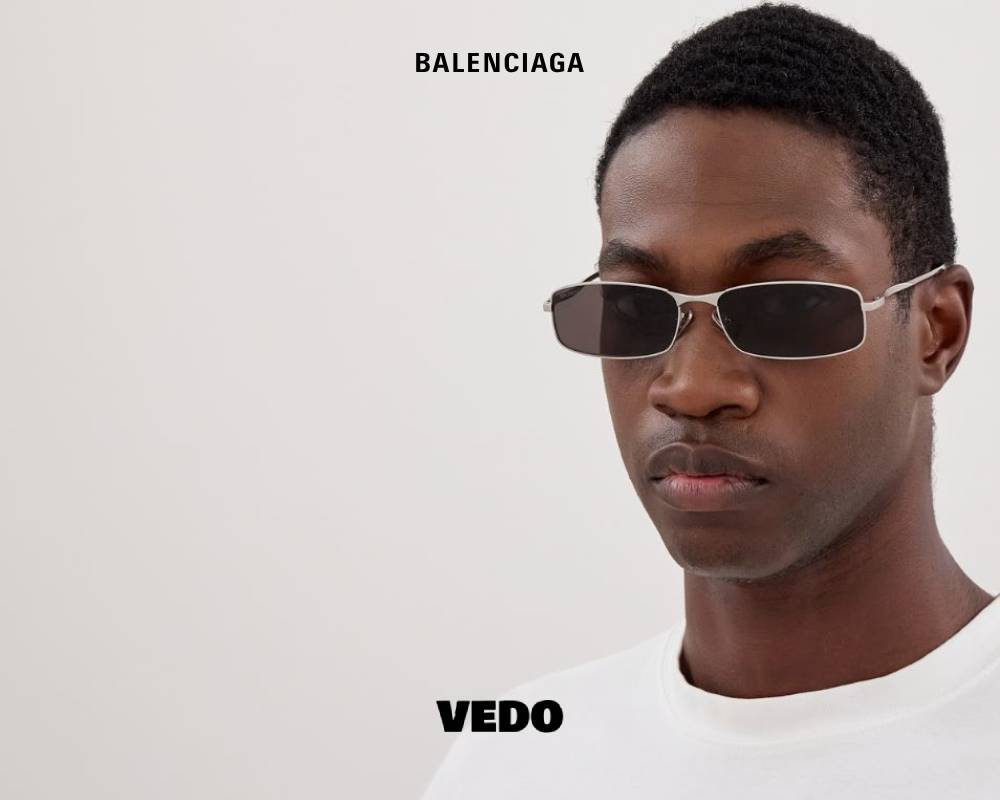 Balenciaga BB 0493S New Rectangular Metal vedoSunglasses silver