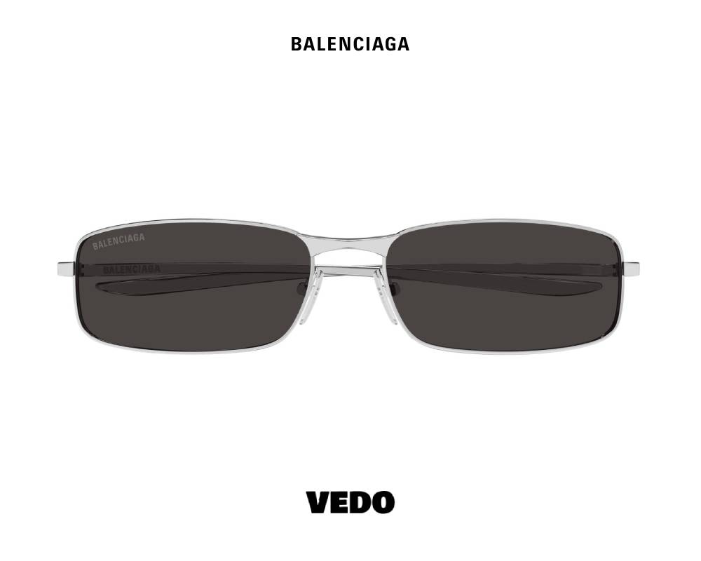 Balenciaga BB 0493S New Rectangular Metal vedoSunglasses silver