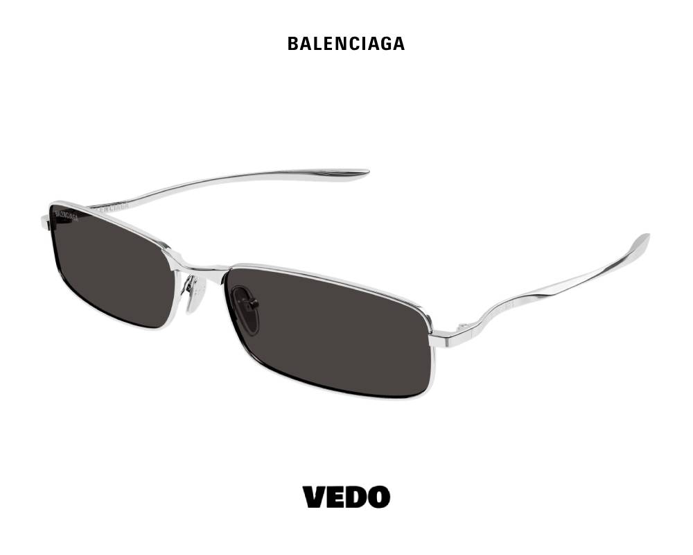 Balenciaga BB 0493S New Rectangular Metal vedoSunglasses silver