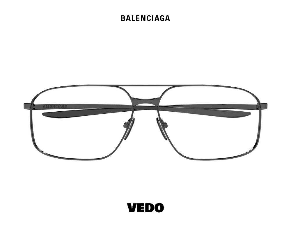 Balenciaga BB 0495O Metal Double Bridge Eyeglasses vedosunglasses gunmetal vedosunglasses gunmetal