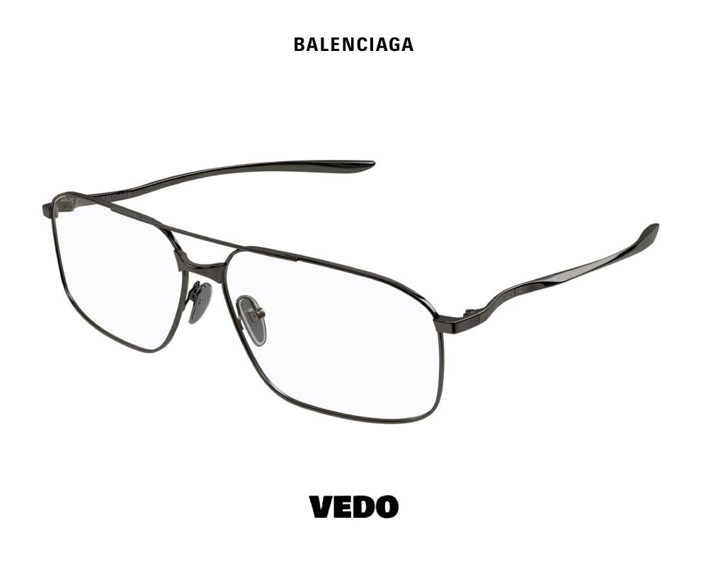 Balenciaga BB 0495O Metal Double Bridge Eyeglasses vedosunglasses gunmetal vedosunglasses gunmetal