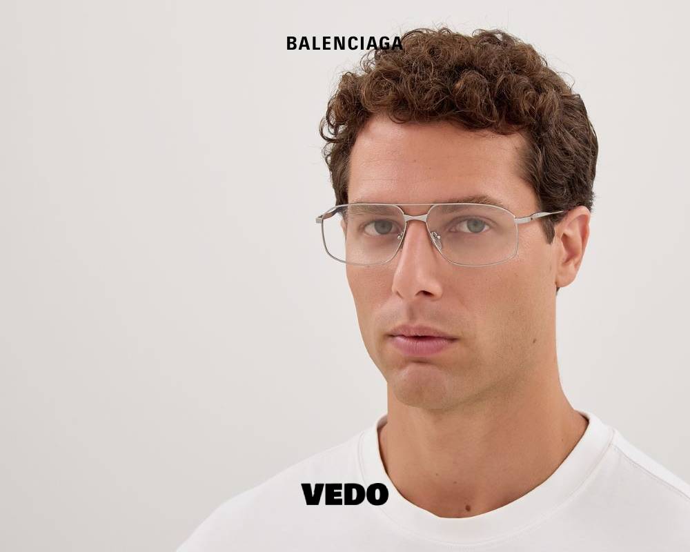 Balenciaga BB 0495O Metal Double Bridge Eyeglasses vedosunglasses gunmetal vedosunglasses silver