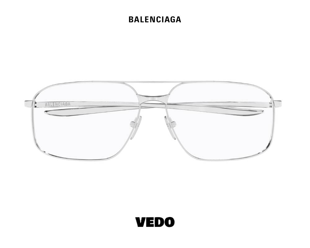 Balenciaga BB 0495O Metal Double Bridge Eyeglasses vedosunglasses gunmetal vedosunglasses silver