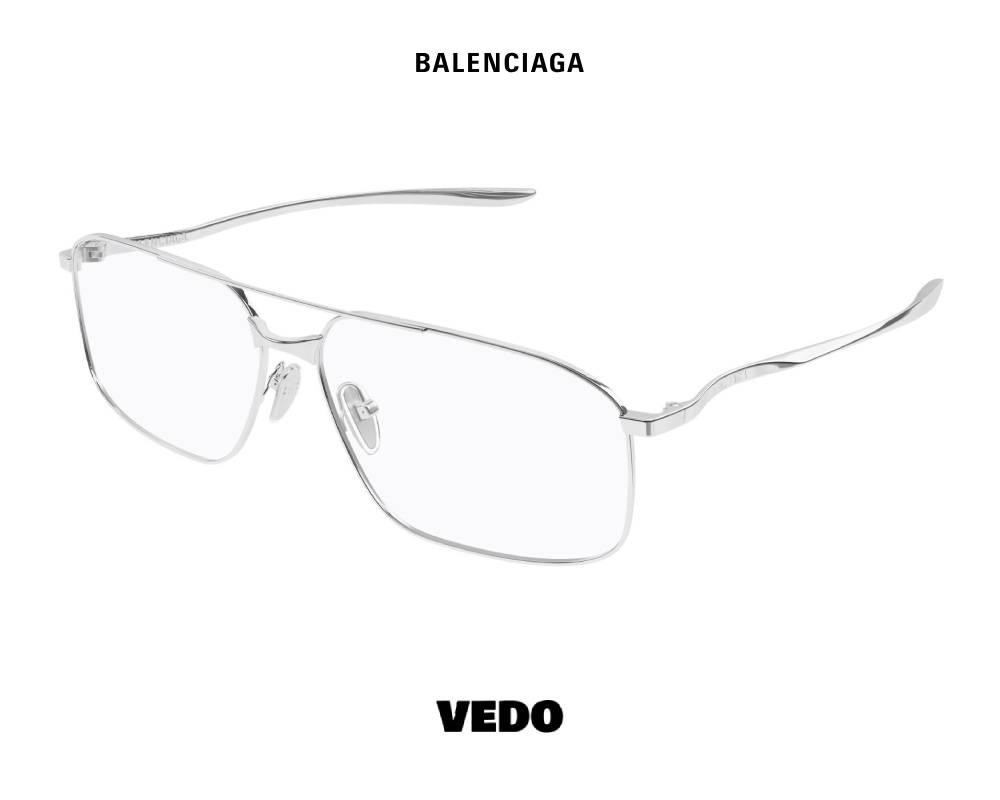 Balenciaga BB 0495O Metal Double Bridge Eyeglasses vedosunglasses gunmetal vedosunglasses silver