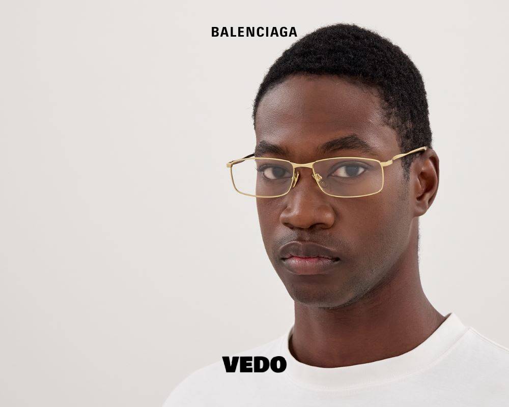 Balenciaga BB 0496 Rectangular Metal Eyeglasses vedosunglasses.com gold