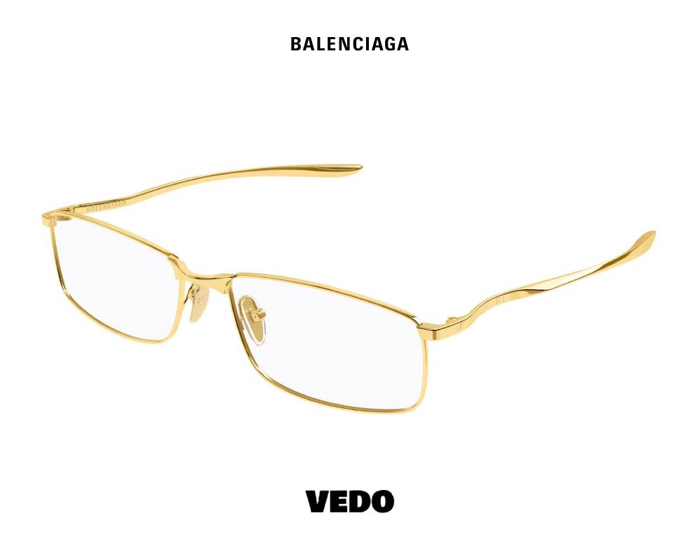 Balenciaga BB 0496 Rectangular Metal Eyeglasses vedosunglasses.com gold
