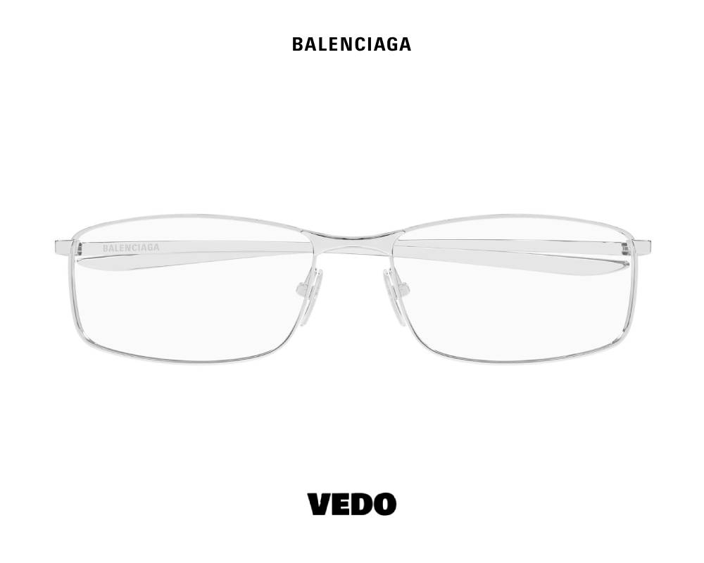 Balenciaga BB 0496 Rectangular Metal Eyeglasses vedosunglasses.com silver