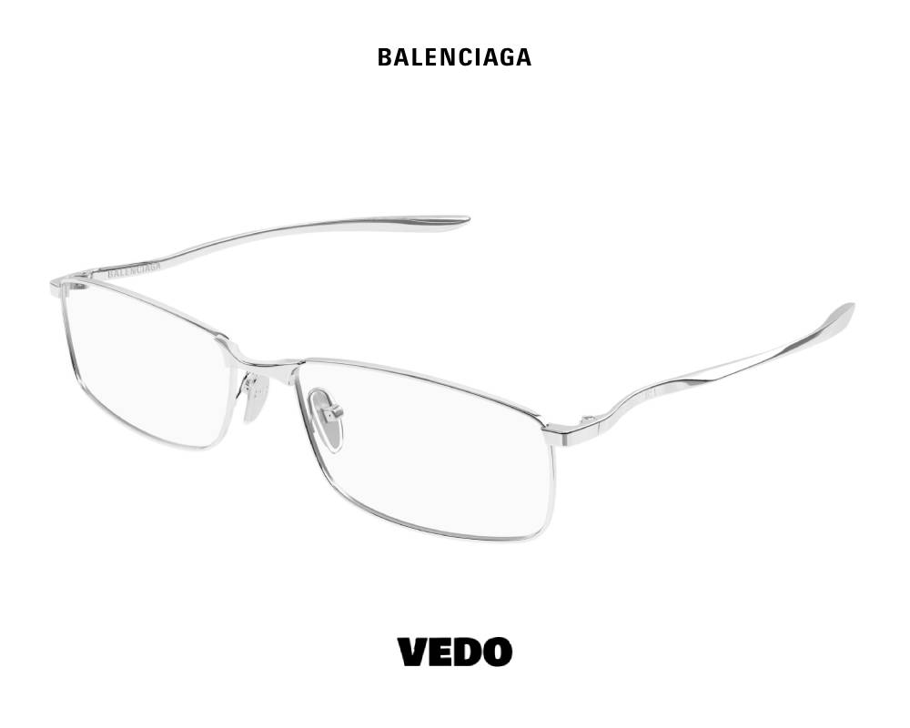 Balenciaga BB 0496 Rectangular Metal Eyeglasses vedosunglasses.com silver