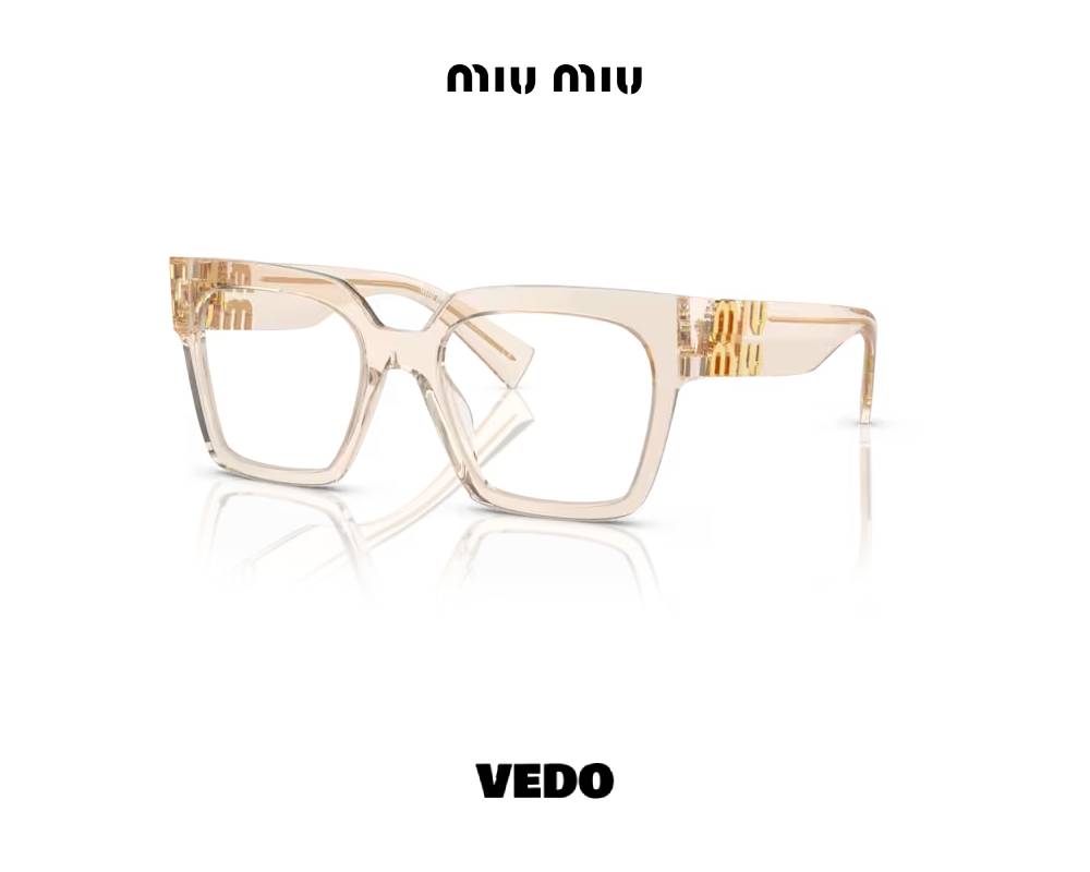 Bold squared optical MIUMIU 04UV eyeglasses beige trnsparent crystal