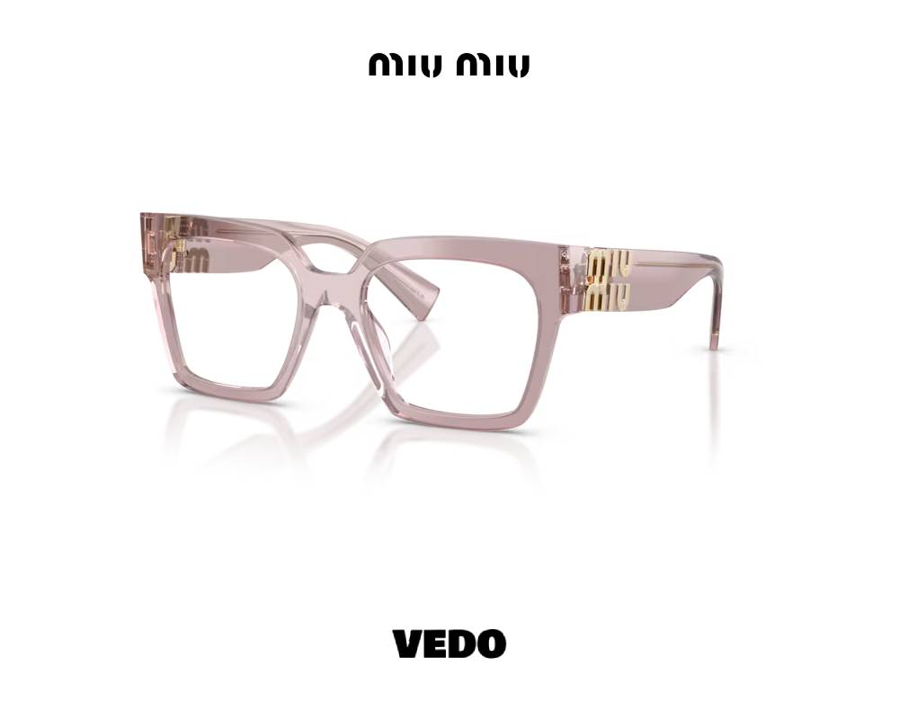 Bold squared optical MIUMIU 04UV eyeglasses transparent rose crystal