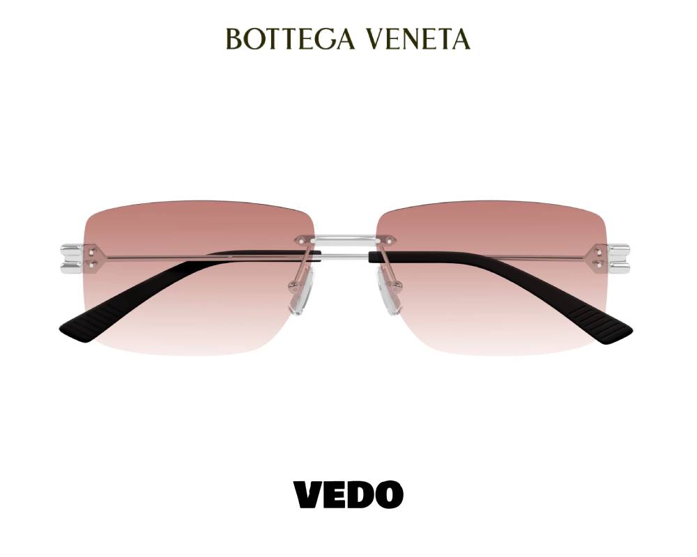 Bottega Veneta BV1126 Rectangular Rimless Sunglasses VEDOSUNGLASSES.COM silver