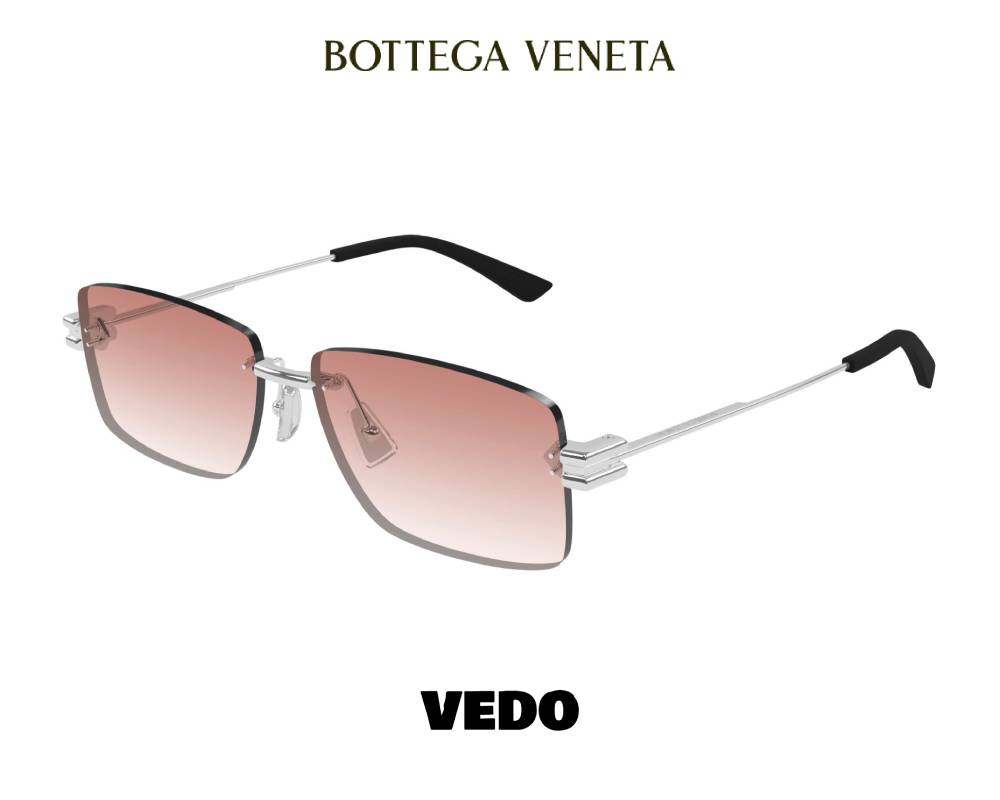 Bottega Veneta BV1126 Rectangular Rimless Sunglasses VEDOSUNGLASSES.COM silver