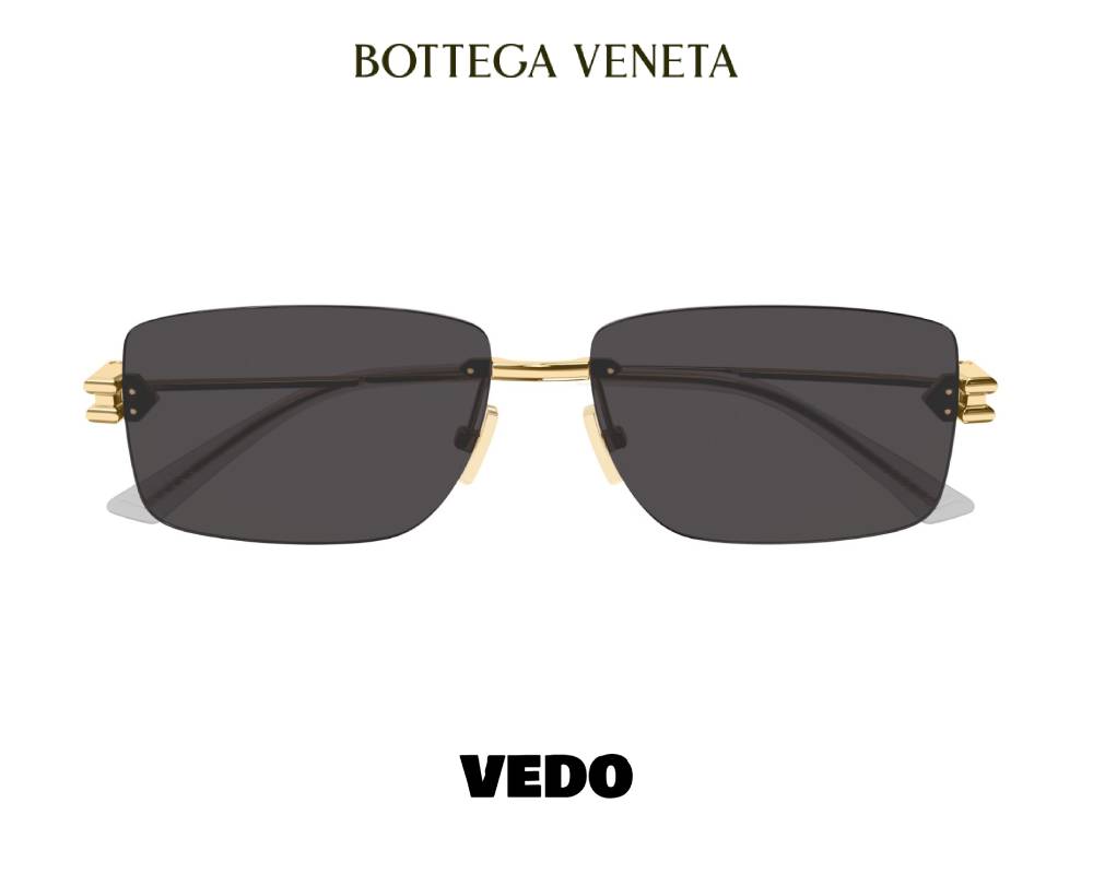 Bottega Veneta BV1126 Rectangular Rimless Sunglasses VEDOSUNGLASSES.COM gold black