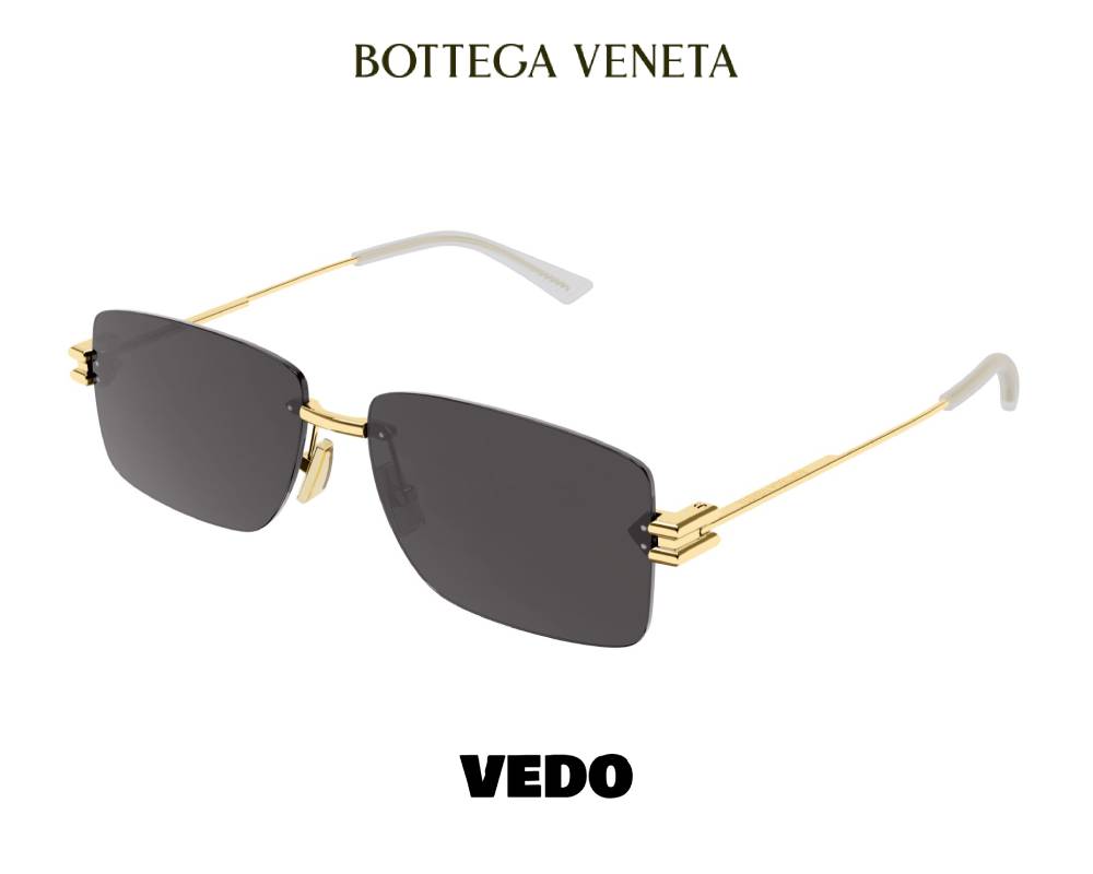 Bottega Veneta BV1126 Rectangular Rimless Sunglasses VEDOSUNGLASSES.COM gold