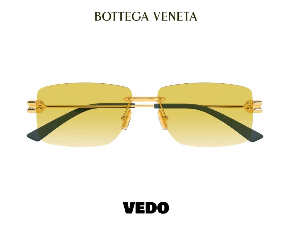 Bottega Veneta BV1126 Rectangular Rimless Sunglasses VEDOSUNGLASSES.COM gold