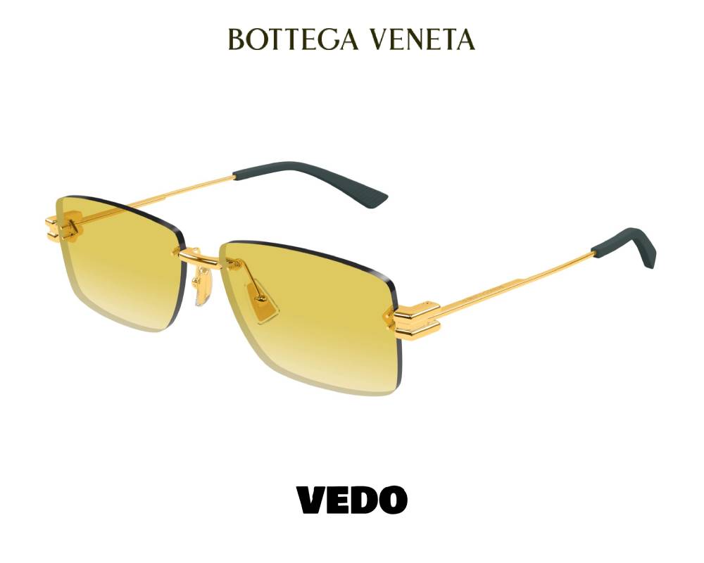 Bottega Veneta BV1126 Rectangular Rimless Sunglasses VEDOSUNGLASSES.COM gold