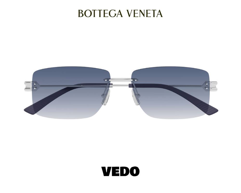 Bottega Veneta BV1126 Rectangular Rimless Sunglasses VEDOSUNGLASSES.COM silver