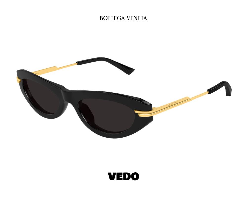 Bottega Veneta BV1368 Narrow Oval Sunglasses black