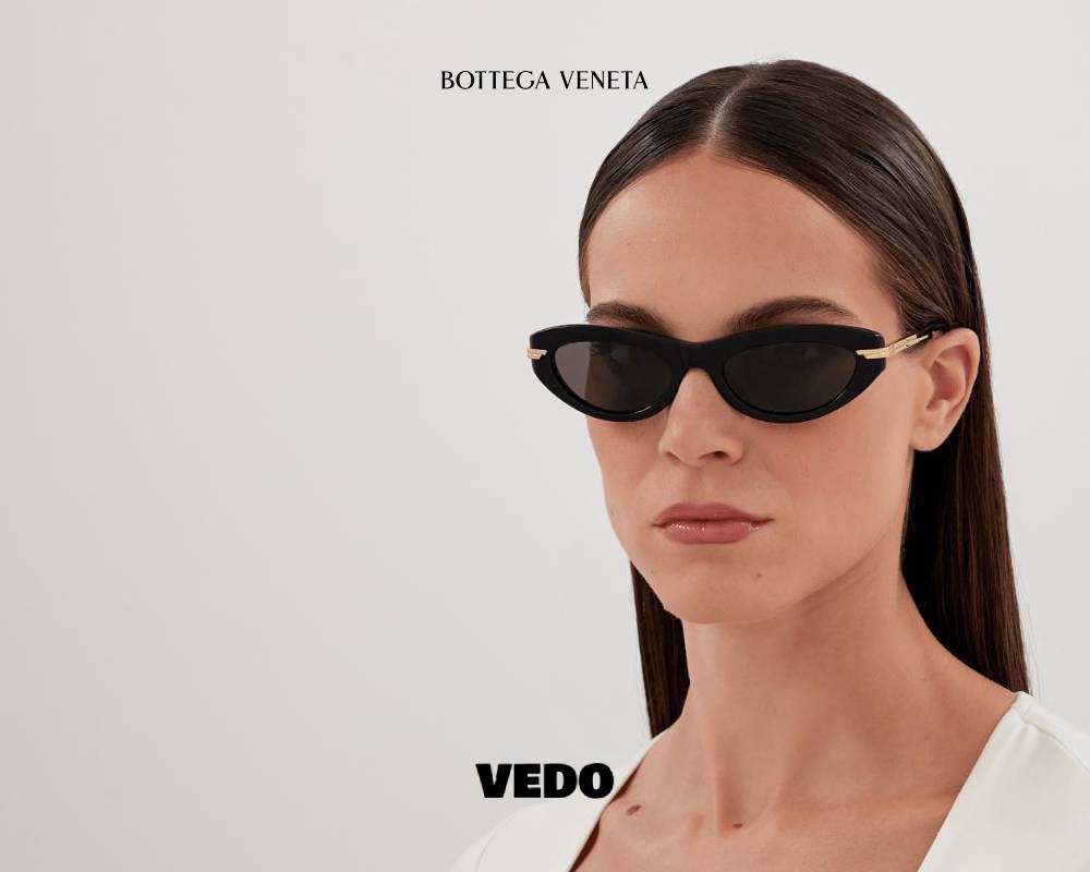 Bottega Veneta BV1368 Narrow Oval Sunglasses black