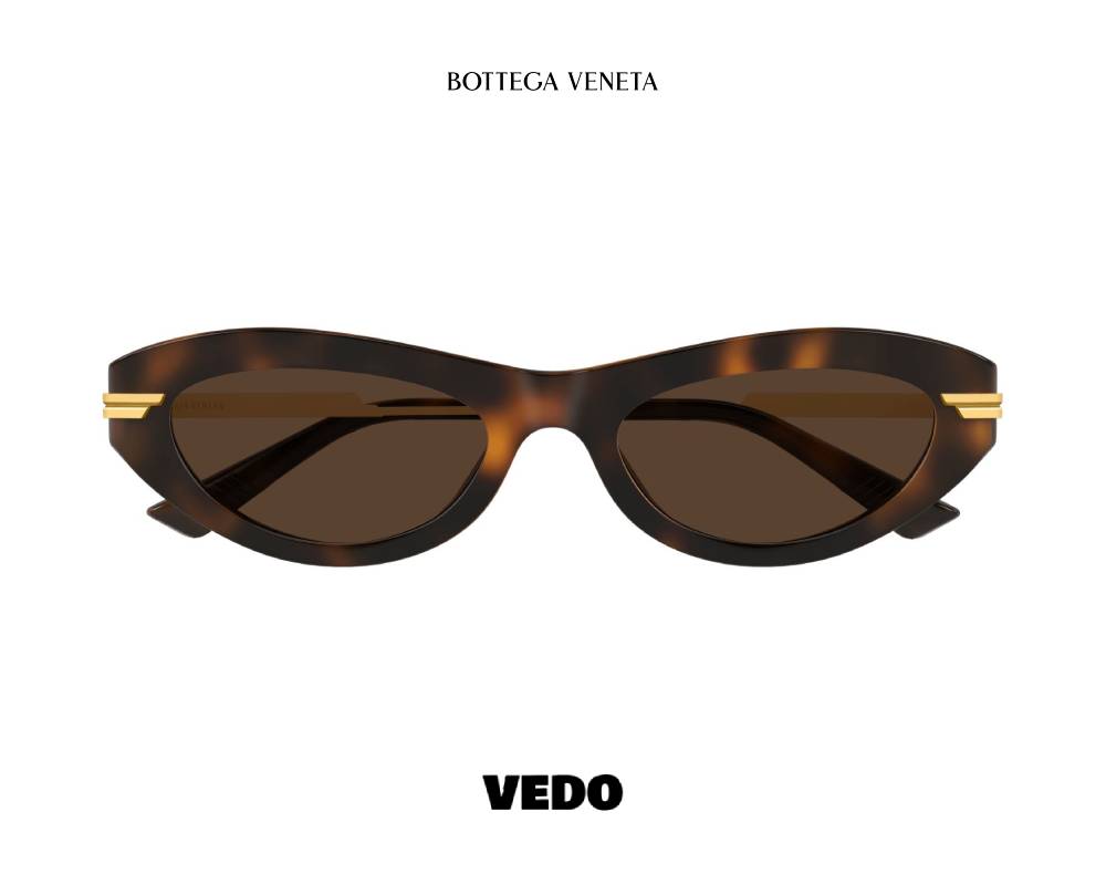 Bottega Veneta BV1368 Narrow Oval Sunglasses brown havana