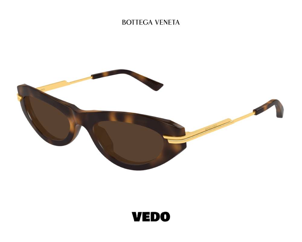 Bottega Veneta BV1368 Narrow Oval Sunglasses brown havana
