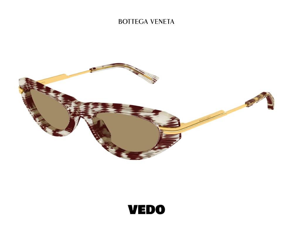 Bottega Veneta BV1368 Narrow Oval Sunglasses striped brown