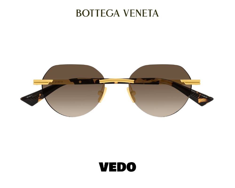 Bottega Veneta BV1379S Round Glasant Sunglasses vedosunglasses gold brown