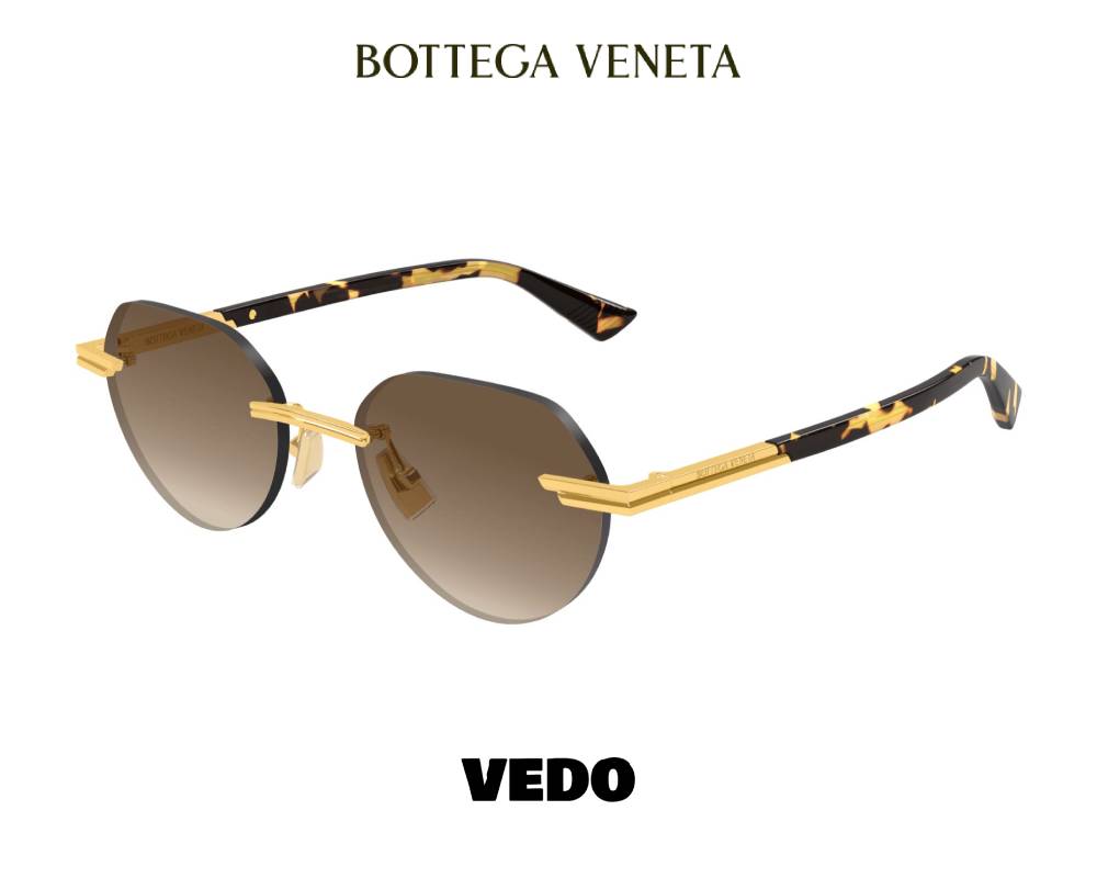 Bottega Veneta BV1379S Round Glasant Sunglasses vedosunglasses gold brown