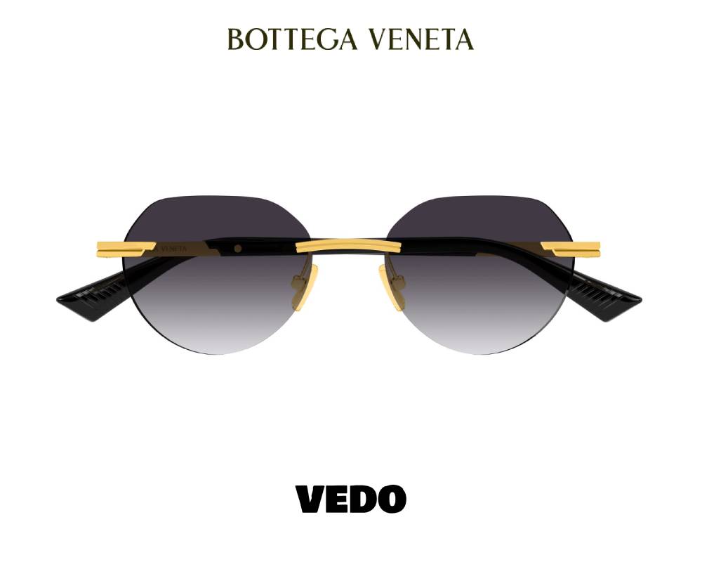 Bottega Veneta BV1379S Round Glasant Sunglasses vedosunglasses gold black
