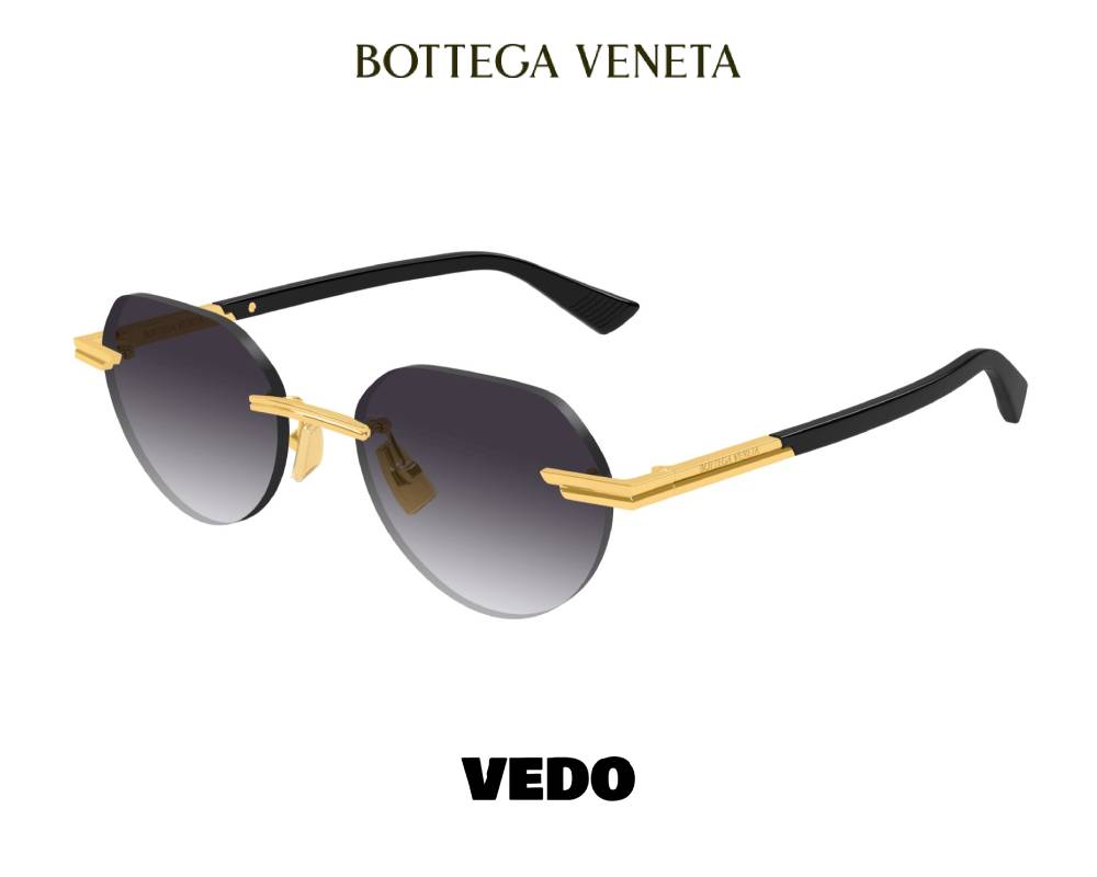 Bottega Veneta BV1379S Round Glasant Sunglasses vedosunglasses  black gold