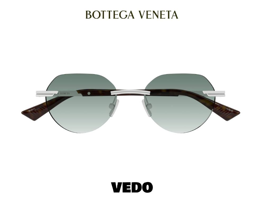 Bottega Veneta BV1379S Round Glasant Sunglasses vedosunglasses silver green