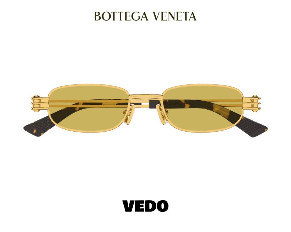 Bottega Veneta BV1381S Narrow Rectangular Sunglasses vedosunglasses.com  gold