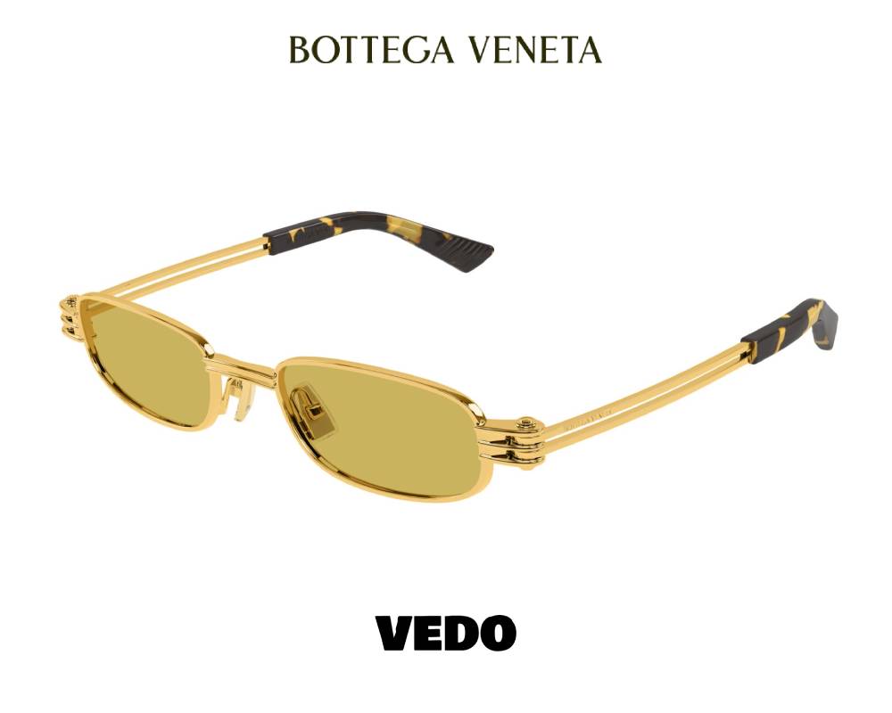 Bottega Veneta BV1381S Narrow Rectangular Sunglasses vedosunglasses.com gold