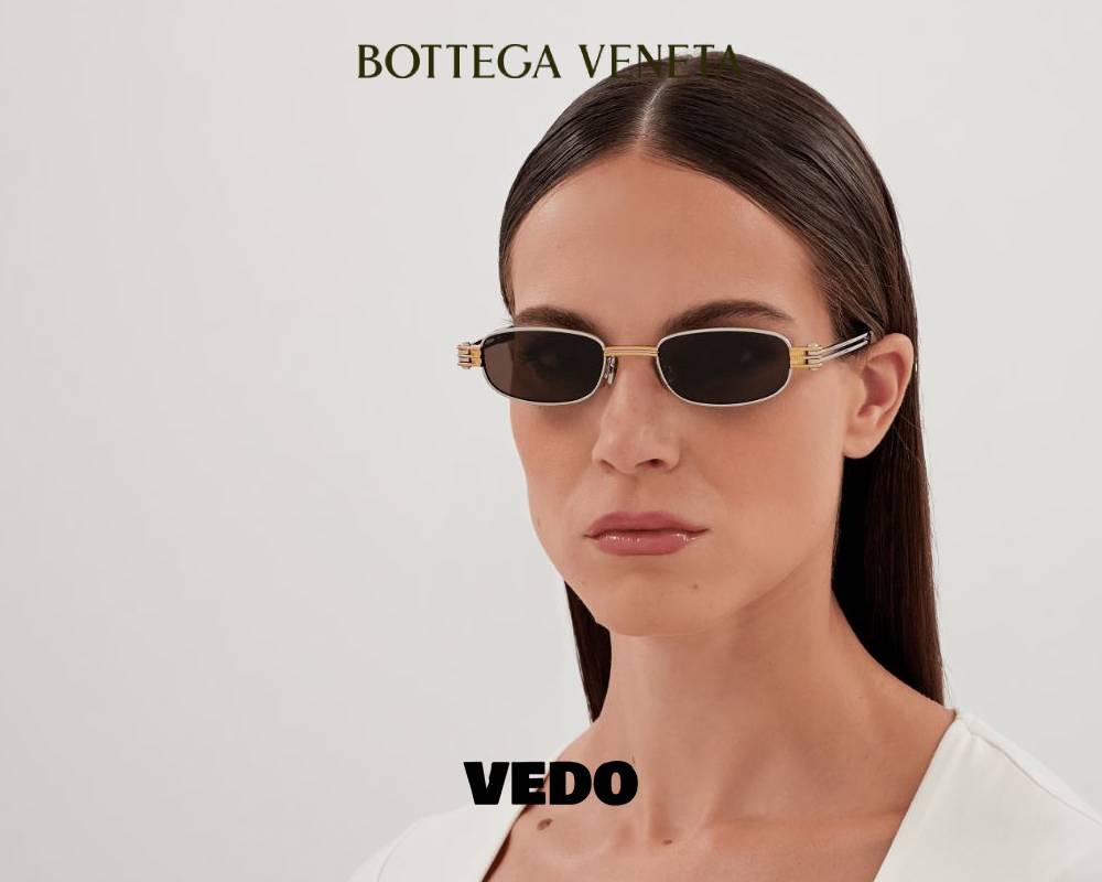 Bottega Veneta BV1381S Narrow Rectangular Sunglasses vedosunglasses.com silver brown