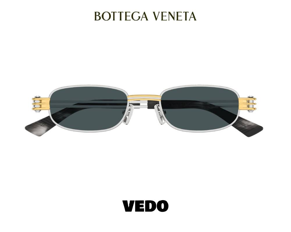 Bottega Veneta BV1381S Narrow Rectangular Sunglasses vedosunglasses.com silver green