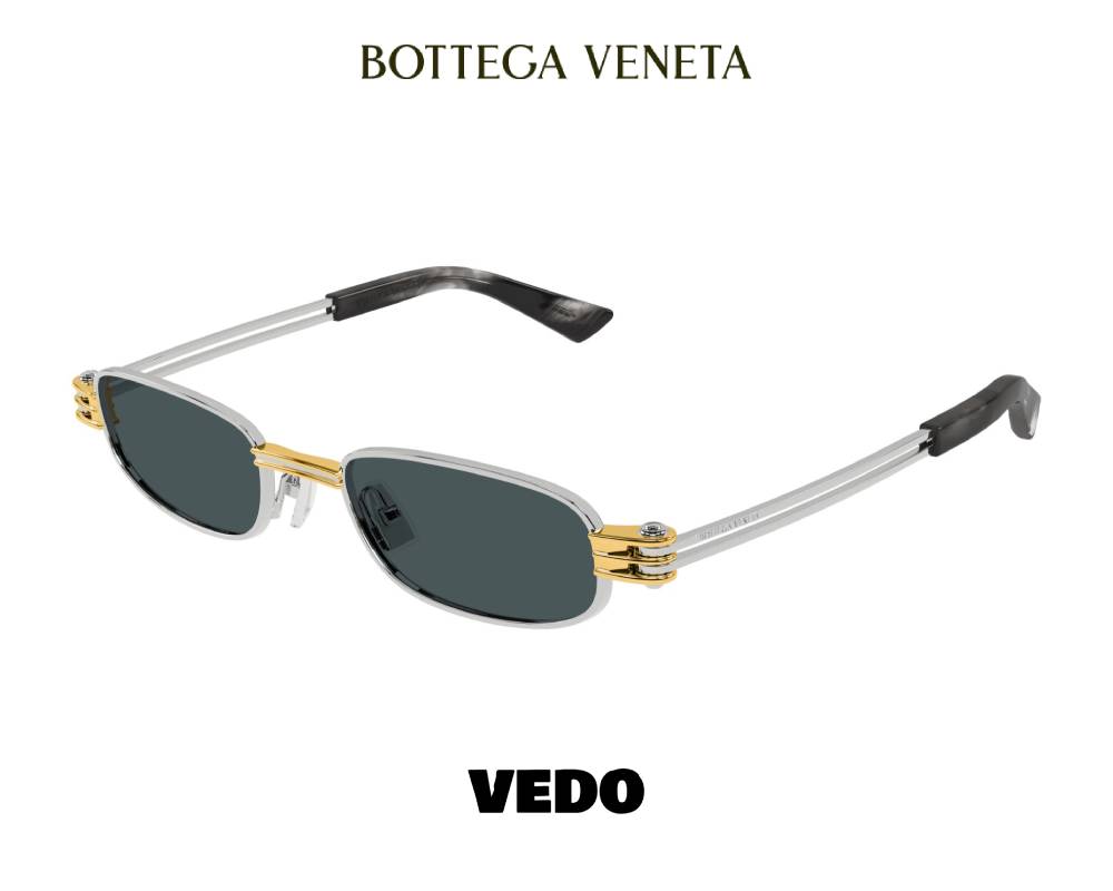 Bottega Veneta BV1381S Narrow Rectangular Sunglasses vedosunglasses.com silver green