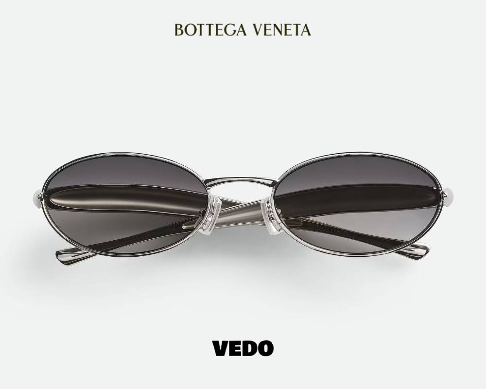 Bottega Veneta BV1386 Oval Metal sardine Sunglasses silver