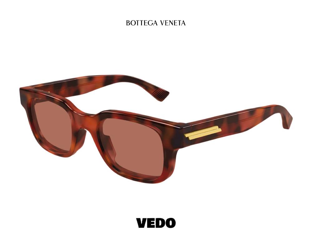 Bottega Veneta BV1411S Sculptural Square Sunglasses brown havana