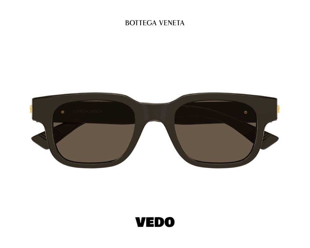 Bottega Veneta BV1411S Sculptural Square Sunglasses chocolate