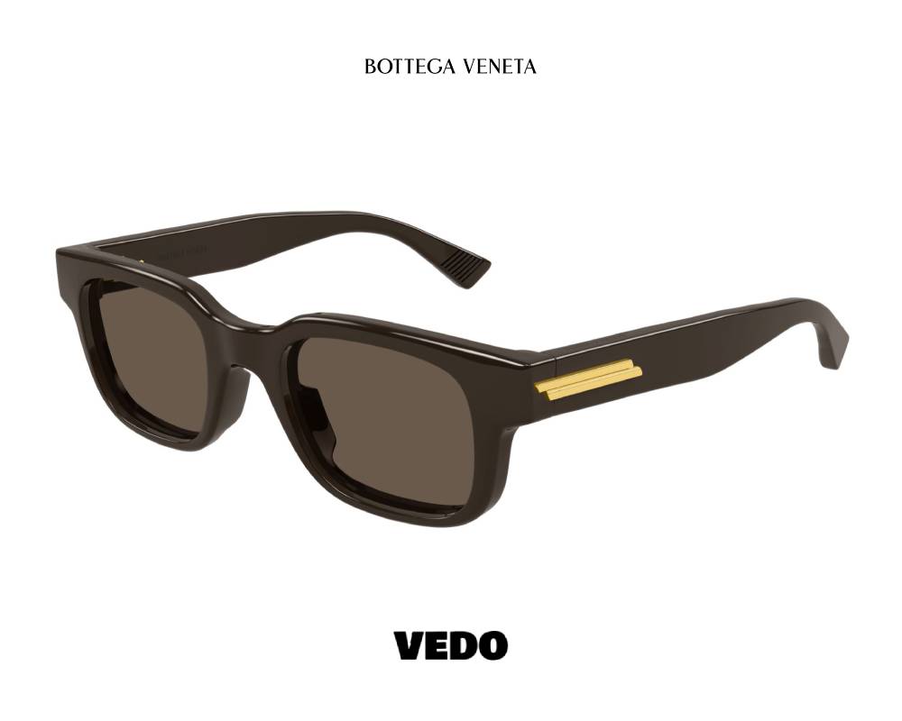 Bottega Veneta BV1411S Sculptural Square Sunglasses chocolate