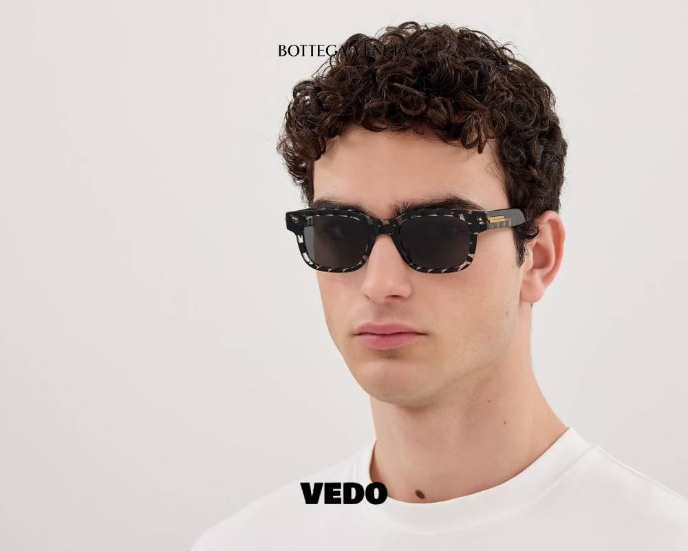 Bottega Veneta BV1411S Sculptural Square Sunglasses multicolor transparent grey