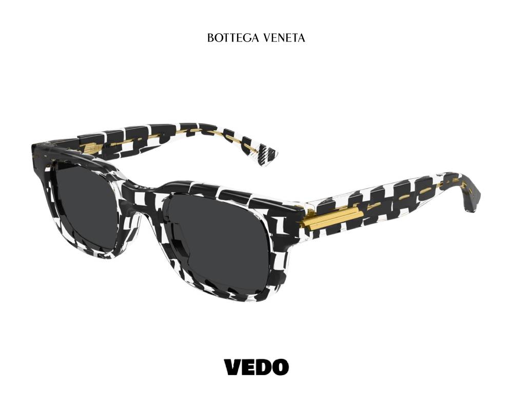 Bottega Veneta BV1411S Sculptural Square Sunglasses multicolor transparent grey