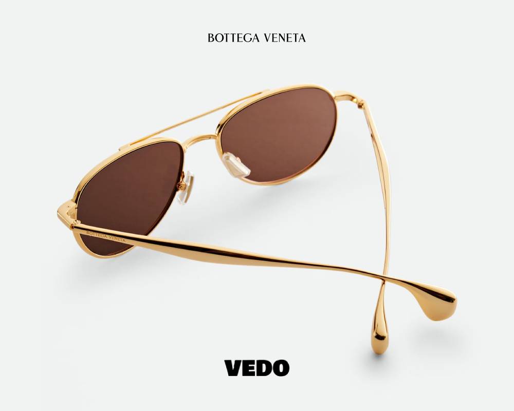 Bottega Veneta BV1419S Metal Aviator Sunglasses gold