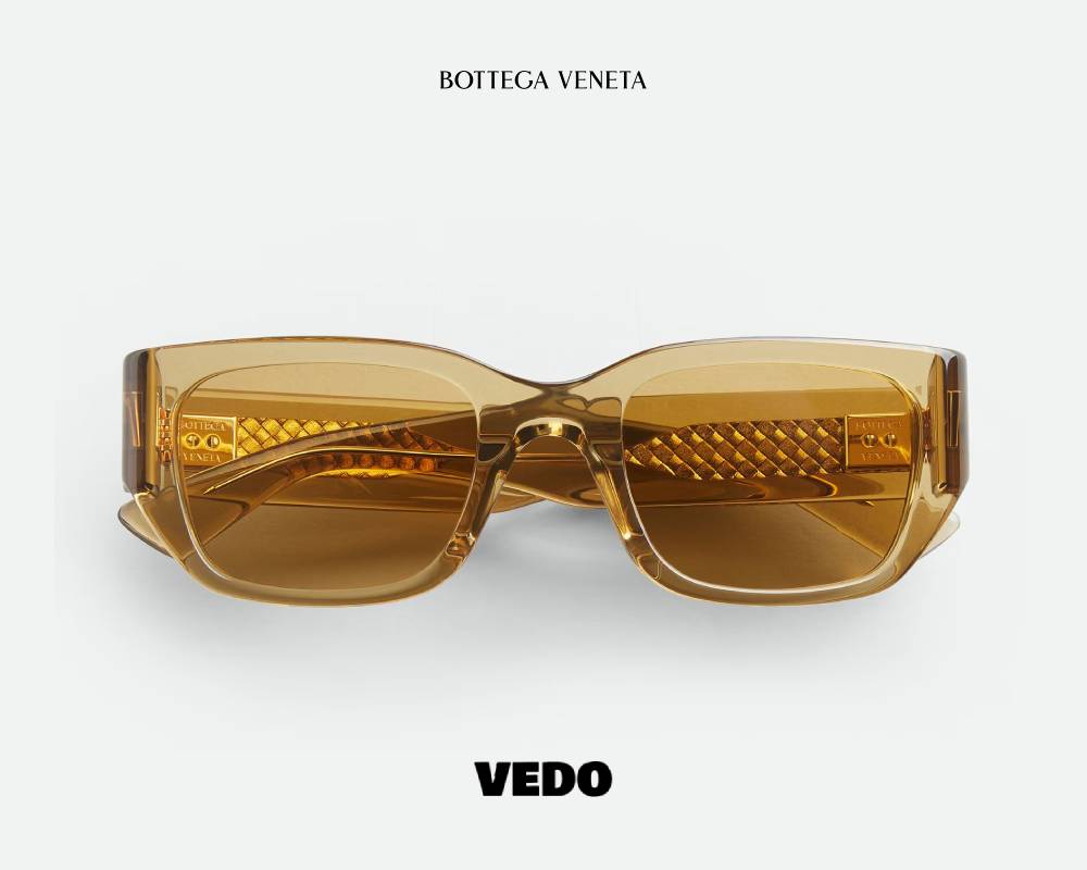 Bottega Veneta BV 1400S Square Sunglasses Intrecciato brown  