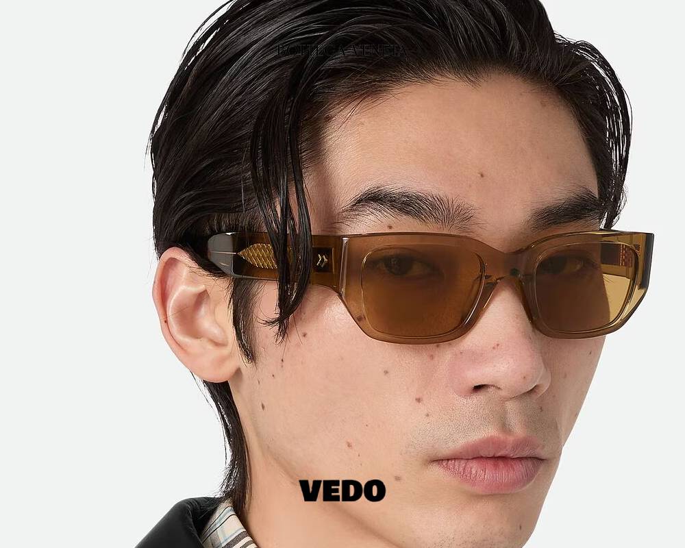 Bottega Veneta BV 1400S Square Sunglasses Intrecciato brown  