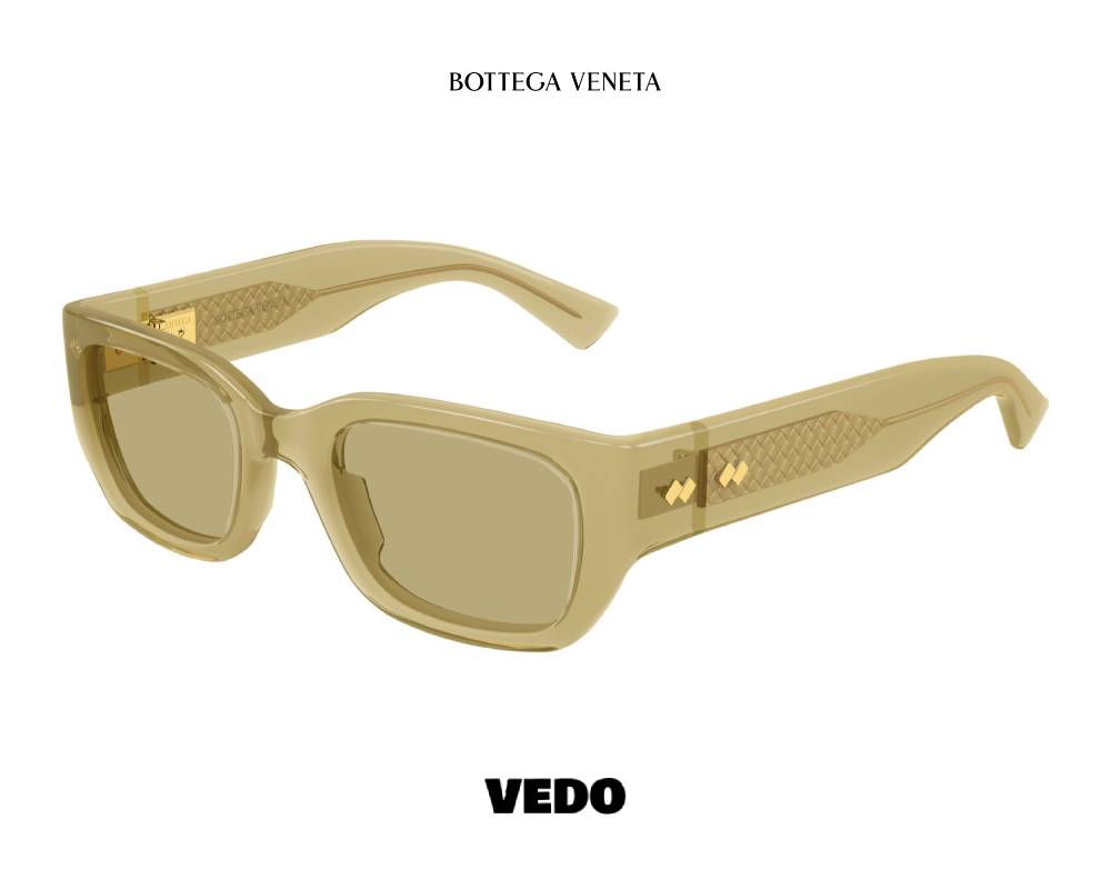 Bottega Veneta BV 1400S Square Sunglasses Intrecciato yellow
