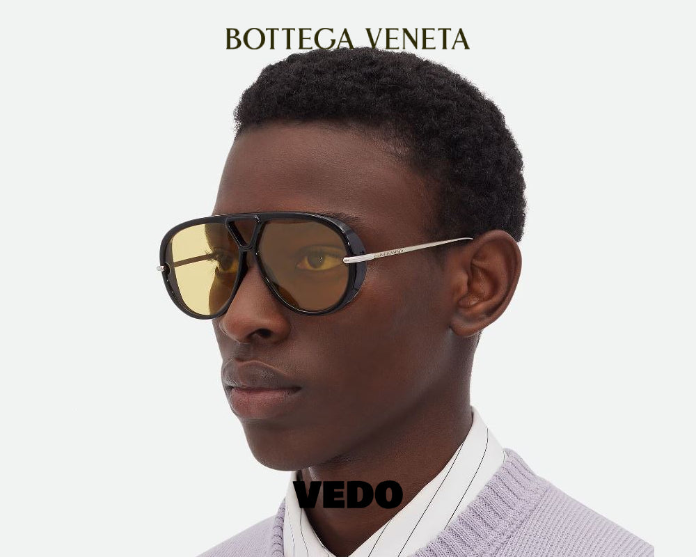 Bottega Veneta oversize Aviator Sunglasses BV1274S vedosunglasses black yellow